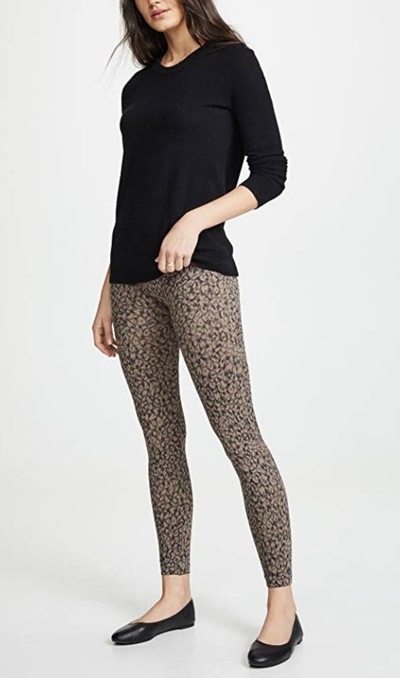 Spanx Seamless Leopard Print Cropped Leggings M Pants Cheetah Shapewear